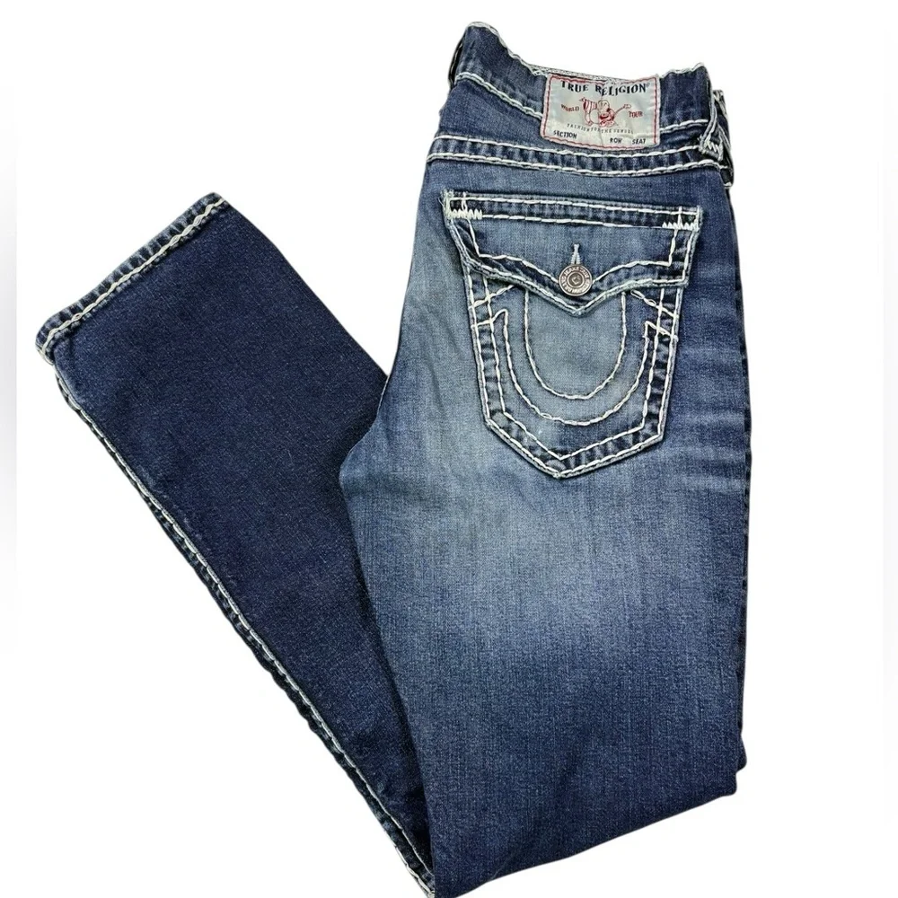 True Religion Men's Ricky Relaxed Straight Subtle Distressed Jeans -| Size 34